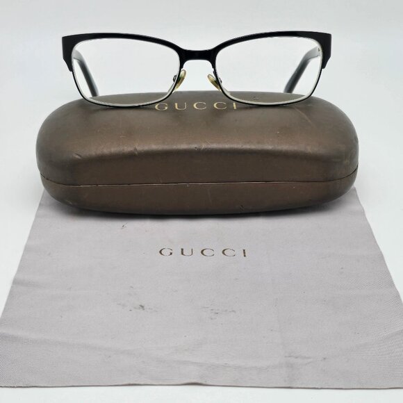 Gucci GG4214 GB5 Gloss Black Eyeglasses Frame w/ Flexhinge and Case Italy 54mm - Picture 1 of 15